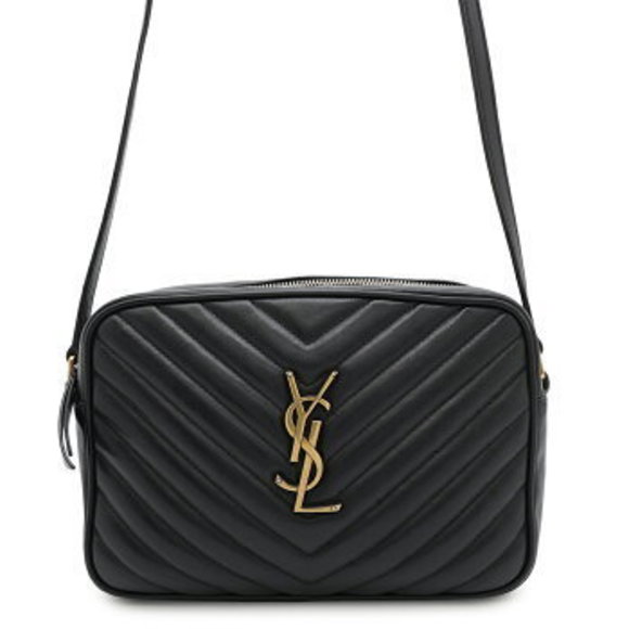 Saint Laurent Paris Lou Shoulder Bag Camera V Stitch Leather Black - Picture 1 of 8